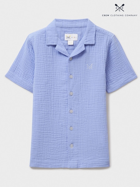 Crew Clothing Blue 100% Cotton Resort Shirt (F56426) | £24 - £28