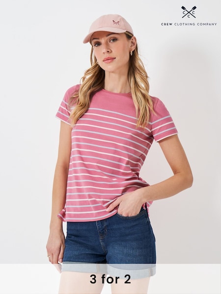 Crew Clothing Company Blue Breton Striped 100% Cotton T-Shirt (F56433) | £25