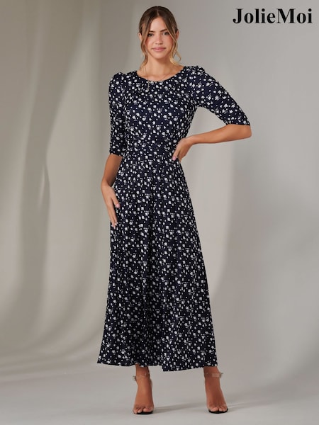 Jolie Moi Blue Sky Enya 3/4 Sleeve Jersey Midaxi Dress (F56469) | £78