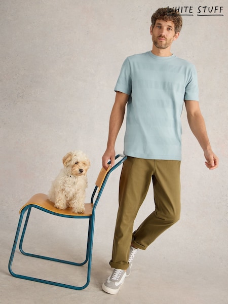 White Stuff Blue Stirling Textured Short Sleeve 100% Cotton T-Shirt (F56499) | £28