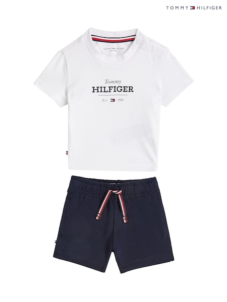 Tommy Hilfiger Blue Monotype T-Shirt and Short Set (F56548) | £45