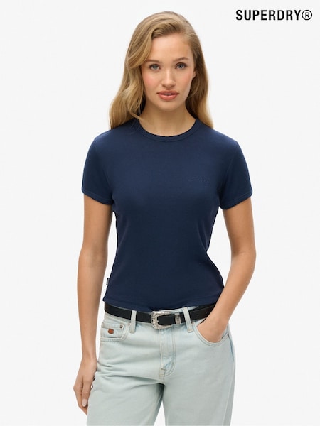 Superdry Blue Athletic Essentials Logo Rib T-Shirt (F56596) | £20