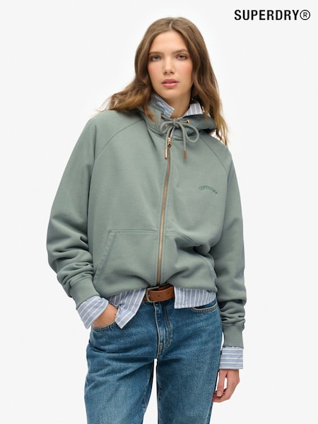 Superdry Green Oversized Essential Logo Raglan Zip Hoodie (F56599) | £50