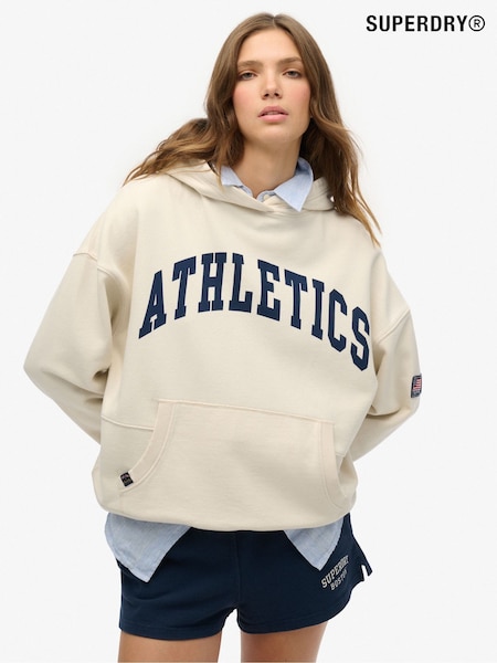 Superdry Cream Athletic Essentials Relaxed Hoodie (F56602) | £50