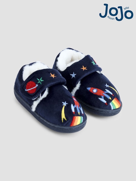 JoJo Maman Bébé Navy Rocket Bear Slipper Shoes (F56618) | £17.50