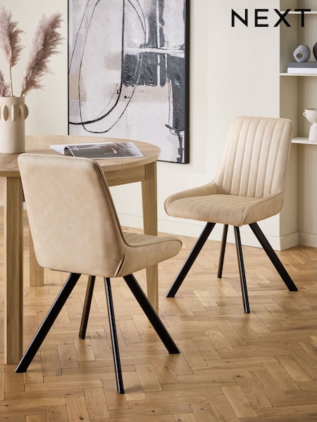 Set of 2 Natural Oakley Black Legs Dining Chairs (F56655) | £280