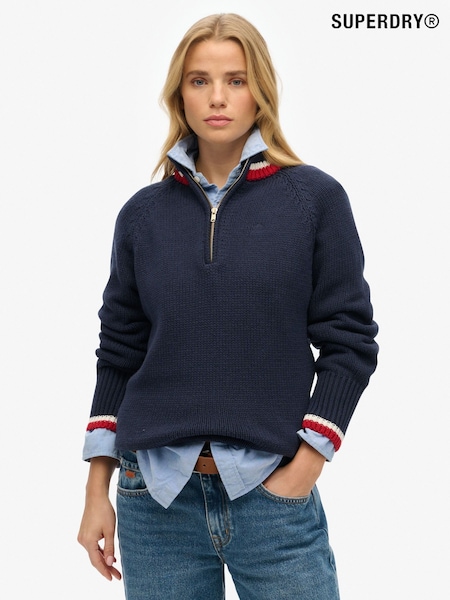 Superdry Blue Tipped Half Zip Jumper (F56695) | £60