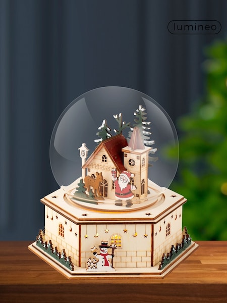 Lumineo Wooden LED Musical Christmas Snow Globe Decoration (F56784) | £24