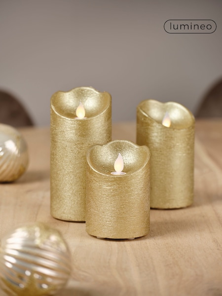 Lumineo Gold Tone Set of 3 LED Candles (F56793) | £22