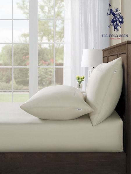 U.S. Polo Assn. Oatmeal Pure Cotton Sheet & Pillowcase Set (F56847) | £35 - £65