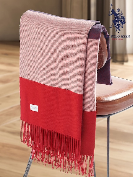 U.S. Polo Assn. Navy Iris Luxurious Stripe Throw (F56867) | £40