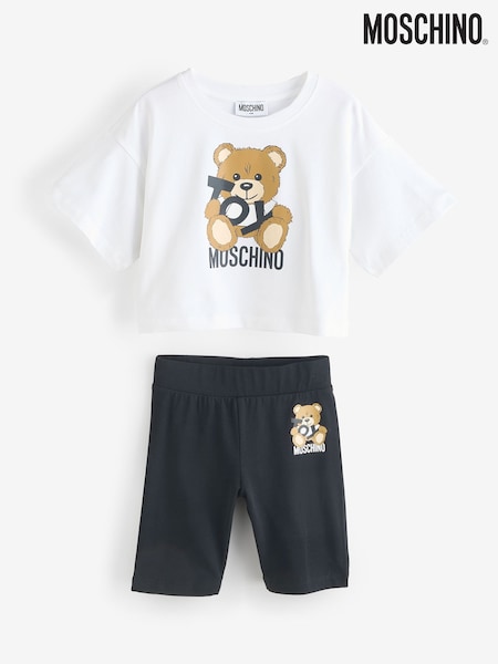Moschino White Logo T-Shirt & Leggings Set (F56880) | £114 - £125