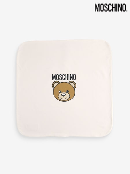 Moschino Cream Logo Baby 100% Cotton Blanket (F56887) | £104