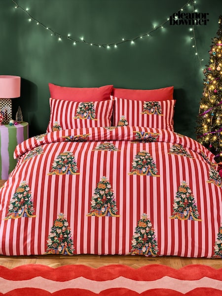 Eleanor Bowmer Christmas Tree Stripe Polycotton Duvet Cover and Pillowcase Set (F56940) | £25 - £55