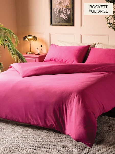 Rockett St George Knockout Pink 180 Thread Count Duvet Cover and Pillowcase Set (F56945) | £35 - £70