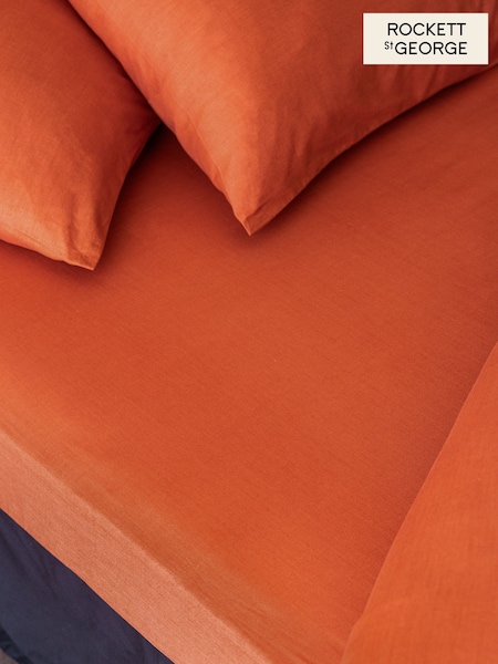 Rockett St George Burnt Brick 180 Thread Count Fitted Sheet (F56948) | £20 - £35