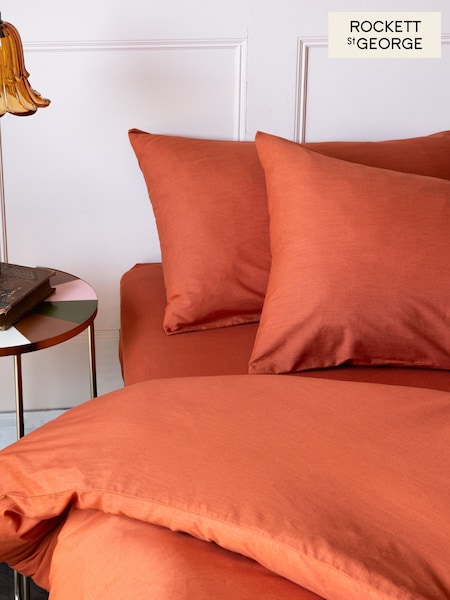 Rockett St George Set of 2 Burnt Brick 180 Thread Count Pillowcases (F56952) | £12