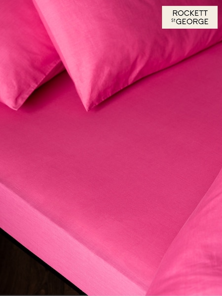 Rockett St George Knockout Pink 180 Thread Count Fitted Sheet (F56953) | £20 - £35