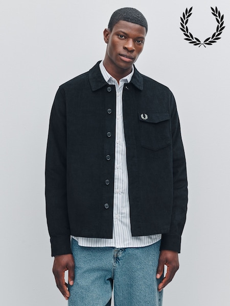 Fred Perry Black Corduroy Overshirt (F56991) | £160