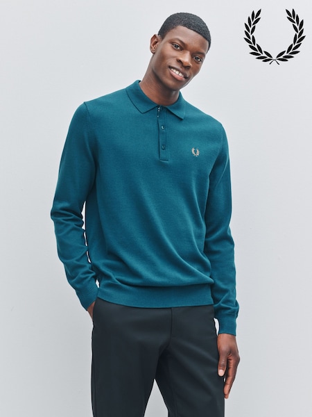 Fred Perry Blue Classic Knitted Shirt (F57036) | £140