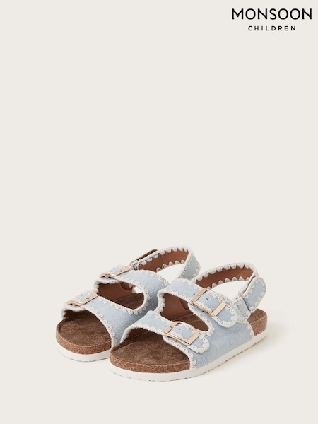 Monsoon Blue Denim Whipstitch Buckle Sandals (F57151) | £24 - £28