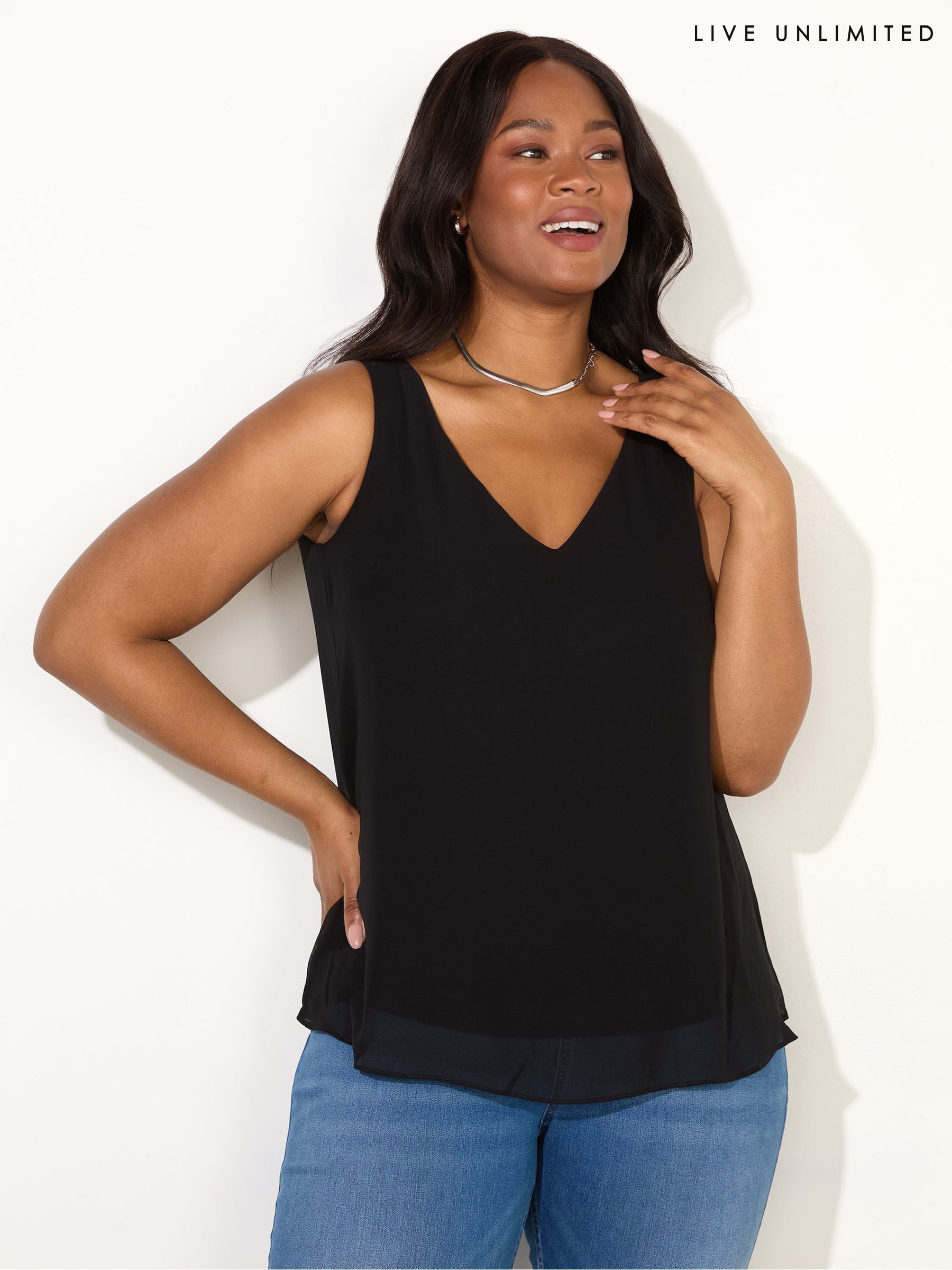 black chiffon vest top