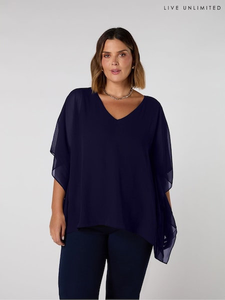 Live Unlimited Blue Curve Chiffon Overlay Top (F57206) | £59