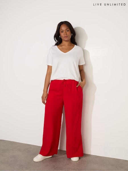 Live Unlimited Red Curve Drawstring Wide leg Trousers (F57213) | £65