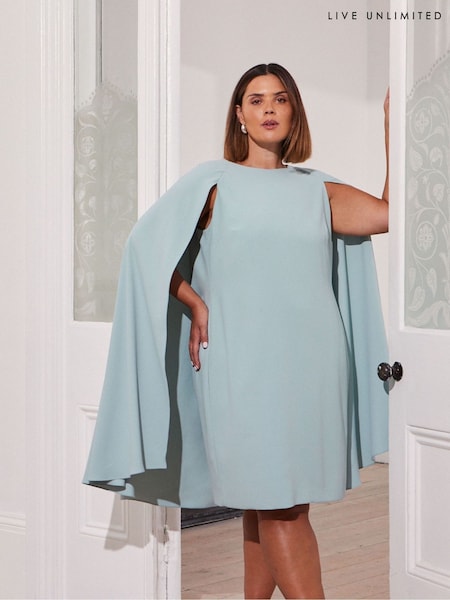 Live Unlimited Blue Curve Cape Dress (F57233) | £189