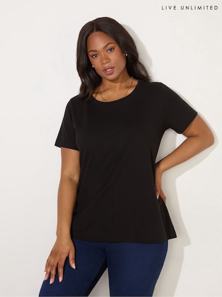 Live Unlimited Black Curve 100% Cotton Slub Crew Neck T-Shirt (F57238) | £35
