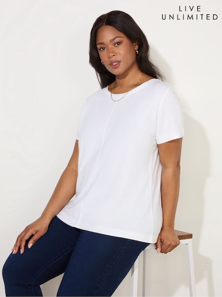Live Unlimited White Curve 100% Cotton Slub Crew Neck T-Shirt (F57241) | £35