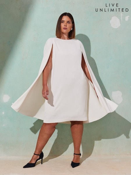 Live Unlimited Cream Curve Cape Dress (F57247) | £189