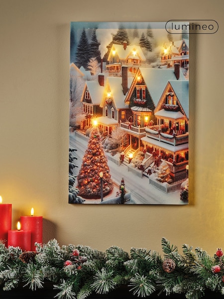 Lumineo White Christmas Tree and Cabins LED Wall Art (F57268) | £20