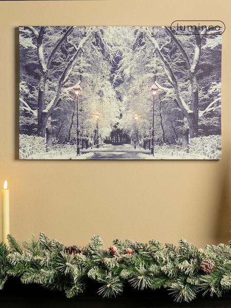 Lumineo White and Blue Winter Scene LED Wall Art (F57270) | £20