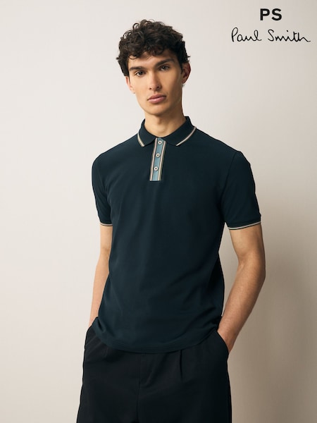 PS Paul Smith Regular Fit Blue Logo Polo Shirt (F57351) | £90