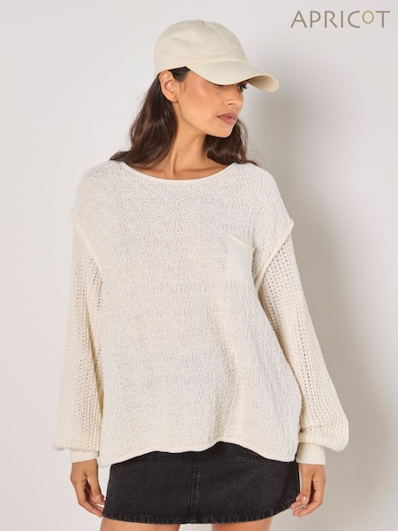 Apricot White Mixed Stitch Pocket Jumper (F57451) | £40