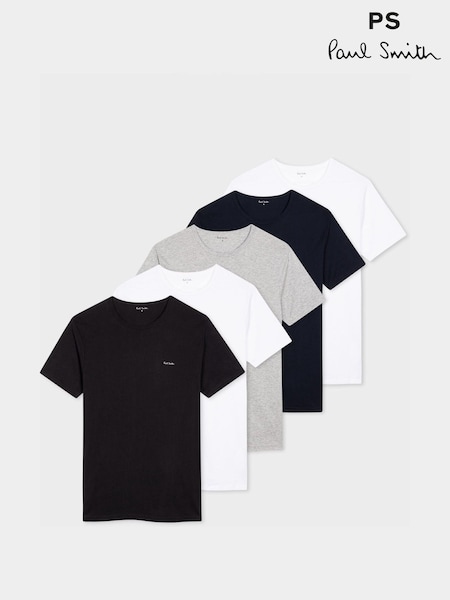 PS Paul Smith Regular Fit Black T-Shirts 5 Pack (F57481) | £75