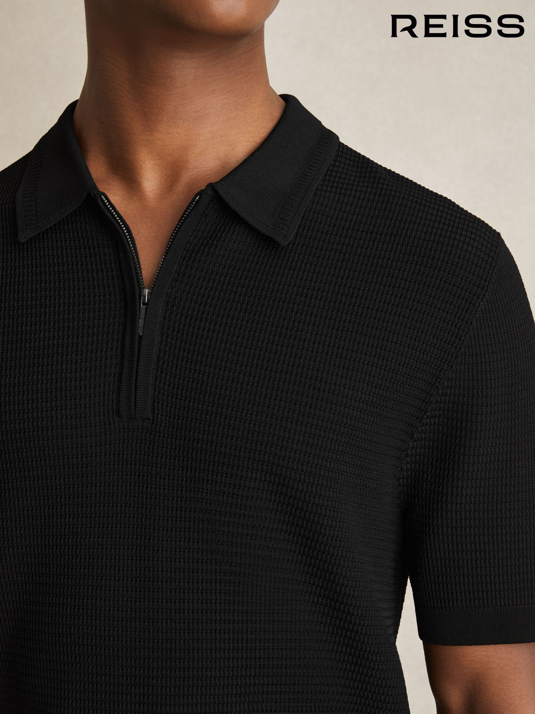 Knitted Zip Neck Polo Shirts | Small & Large Knitted Polos