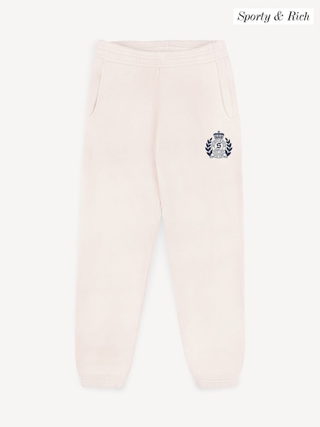 Sporty & Rich Cream Kids H&W Crest Sweatpants (F57687) | £100