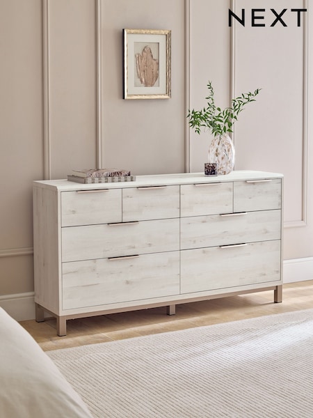 White Bronx Oak Effect 8 Drawer Chest of Drawers (F57723) | £499