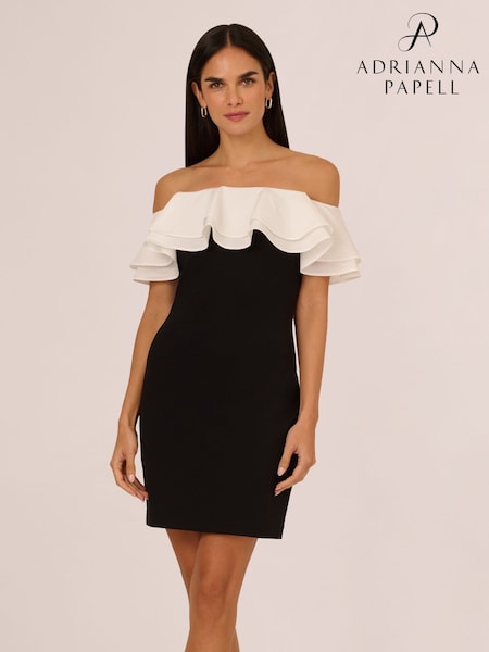 Adrianna by Adrianna Papell Knit Crepe Combo Black Mini Dress (F57852) | £179