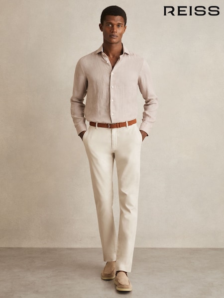 Reiss Off White Dobby Cotton-Piqué Slim-Fit Chinos (F57873) | £98