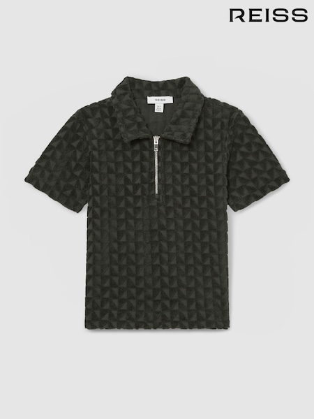 Reiss Dark Sage Jackson 13-14 yrs Textured Towelling Polo Shirt (F57885) | £34
