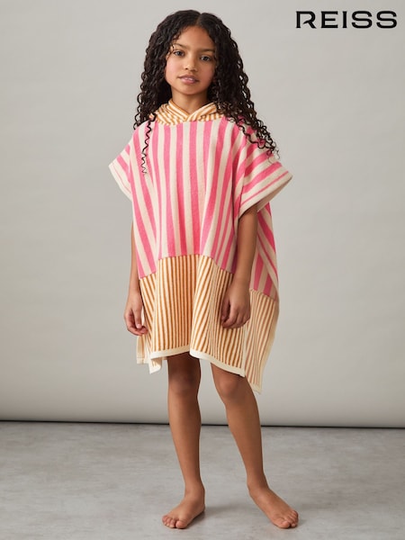 Reiss Pink Ray Towelling Stripe Hooded Cape (F57917) | £28