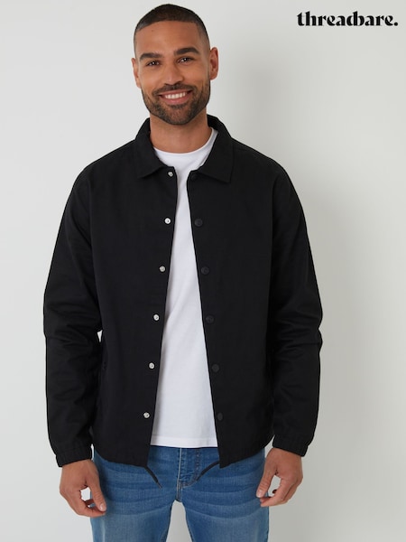 Threadbare Black Twill Lightweight Collared 100% Cotton Jacket (F57961) | £40
