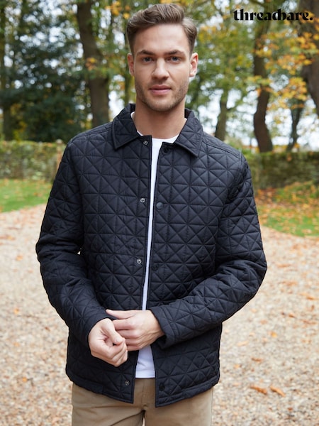 Threadbare Black Collared Quilted Jacket (F57975) | £42