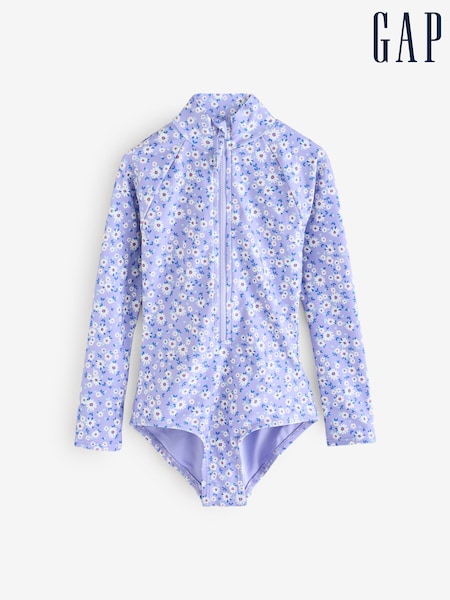Gap Purple Floral Rash Guard Swimsuit (4-13yrs) (F58042) | £30