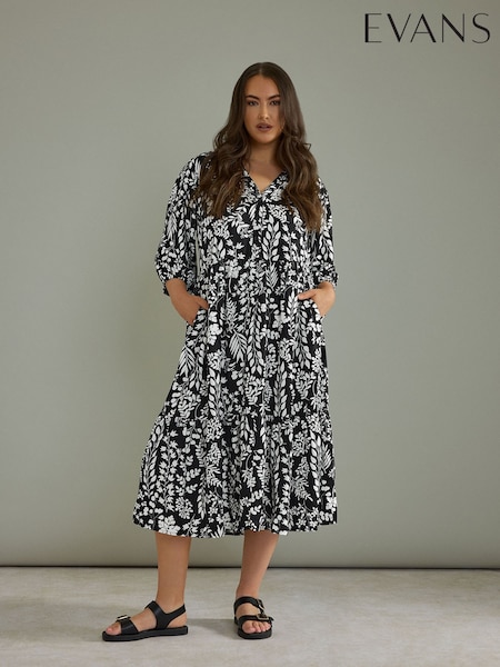 Evans Placket Black Shirt Dress (F58058) | £50