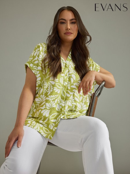 Evans Green Short Sleeve Printed Shirt (F58060) | £36