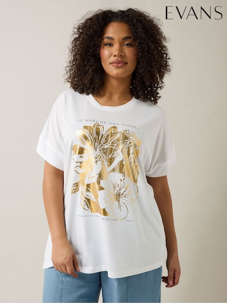 Evans Foil Print Jersey T-Shirt (F58068) | £26
